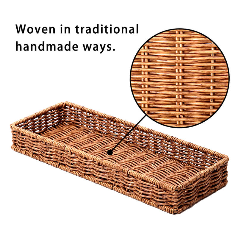 Woven Basket with Handle, Vietnam Traditional Handmade Rattan Wicker  Storage Basket