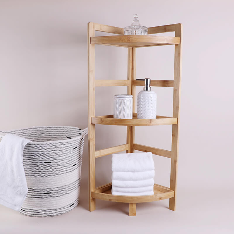 Bamboo Corner Shelf Bathroom Storage Shelf Living Room Display Shelf -  China Corner Shelf, Bathroom Shelf